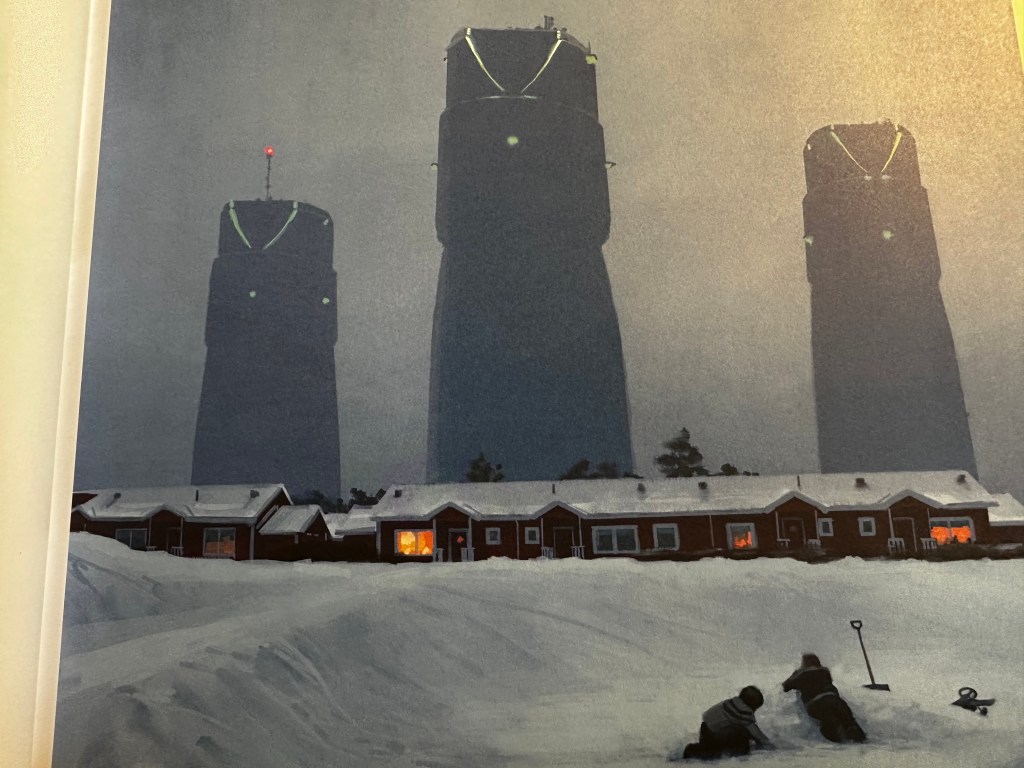 ## Indie mascot horror
Maybe I’m giving away a bit too much with the title of this scenario. What do you think? I mean, look, here’s the thing; when we set up Tables and Tales a few months ago, I was curious about the kinds of things new members were into. One of them said they liked Indie Mascot Horror. Now, let me tell you, dear reader, I did not know what that was. Since then, I have learned that it refers to video games like Five Nights at Freddie’s and Poppy’s Playtime. I had obviously not played these games but I looked into them a bit and got the vibe. I thought about the types of RPGs that would be good for those themes and tropes. It did not take me long to decide on Tales from the Loop.

## Tales from the Loop
If you have never seen the artworks of [Simon Stålenhag](https://www.simonstalenhag.se/), do yourself a favour and go check them out. When I first encountered his work several years ago, it filed me with wonder. He created such a realistic depiction of a past that was largely recognisable to me from my own childhood, interspersed with or shockingly dominated by futuristic architectures and sci-fi wonders. His work excited my imagination like only RPGs had in the past. So when I discovered that Free League were producing a [Tales From the Loop game](https://freeleaguepublishing.com/games/tales-from-the-loop-rpg/), it didn’t take me long to pick it up. It took a little longer to get it to the table but when I did I discovered that the players loved it. 

Tales from the Loop is a game about the 1980s that never was. It posits a world in which some astounding scientific breakthroughs occurred in the ‘50s and ‘60s so that, by the time in which the game is set, they are not considered so strange. You have your robots and your hovercraft and your infinitely renewable energy. But most of that stuff is considered mundane in Stålenhag’s world. Not only that, they exist alongside the ‘80s mainstay technologies like Walkmans, cassette tapes, VCRs and Soda Stream. In Stålenhag’s artwork this created some beautifully uncanny images. Most were set in the region of Sweden known as Mälaröarna, where the Loop project was based. This is where the world’s largest particle accelerator was built. Though it is not necessarily directly responsible for the many strange occurrences in the region, the people who populate such a scientifically rarified place usually are. Scientists and administrators and students flocked to the region and started families there. So many of Stålenhag’s paintings involved kids; a toe-headed child threatening an old Volkswagen van marked “Polis” with a giant robot under his control; a pair of woolly-hatted kids digging in the Swedish snow and gazing back at their homes, dwarfed by the cyclopean, other-worldly cooling towers used to release heat from the core of the Loop itself, the Gravitron; a little kid in cold weather coveralls leading his grandfather through the snow to a mysterious sphere, left abandoned in the countryside, its purpose and provenance forgotten. These were the inspirations for the RPG.

The game came out at the height of the popularity of Stranger Things, which helped it gain a lot of traction I think, and then it even had its own, unfortunately not so popular, spinoff [TV series](https://en.wikipedia.org/wiki/Tales_from_the_Loop), which I, at least, loved.

In the RPG you play kids between 10 and 15 years old. You get to choose a Type from such classics as the Computer Geek, the Hick and the Weirdo. You also have to choose some really fun things like your Iconic Item, your key relationships and your favourite 1980s song.

Once you have your Kid, you and your friends can go out and investigate weird shit on your bikes. Stuff like, where are all the birds gone? What are all the adults doing gathered around that weird machine in the field? What’s that dinosaur looking claw print in the snow? You know, normal kid shit.

## Roll mechanics
Tales from the Loop uses a version of the Year Zero engine, and, in fact, it was the first game I played using that system. It’s really straight-forward and intuitive, easy to learn and resolves situations quickly. “Situations” are generally and collectively referred to in the text as “Trouble” with a capital “T,” appropriately enough. For many, the Trouble you got into and out of when they were kids are some of the most enduring and treasured memories. In the game, you combine your ability dice and your skill dice into one dice pool and roll them all to try and get at least one 6. Since you only use d6s in this game, that’s the highest you can roll. The more 6s you roll the better, generally.

The only issue my players and I had with the rules is the Extended Trouble mechanic. The way this works is that, during the final showdown, encounter or whatever, every kid says what they are going to do and the GM tells them how many successes they will need to succeed fully. Then one player rolls all the dice in one enormous pool. Generally, if they don’t succeed fully but they still have a few successes, they might achieve what they were trying to but one or more kids will earn conditions or even become Broken. But, in play, we found this approach to be unsatisfying. Each player wanted their own cool moment to roll for and the all-or-nothing approach meant that they couldn’t attempt to take any rectifying actions if and when they saw things going wrong. Anyway, suffice it to say, we won’t be using the Extended Trouble rule next time.

## Mascots and Murder
Here are the very basics of the scenario I have planned:
Although the first Loop was in Sweden and much of the book is written as though it is the default setting, they do actually provide a second potential setting in it. That’s Boulder City, Nevada, the “Best city by a dam site,” which is a reference to its proximity to the Hoover Dam. There is another Loop in this region and all of the scenarios presented in the core book can be transposed very easily to the desert, believe it or not. This is where the kids in this scenario will be from. It is summer in Boulder City so it’s going to be so sizzling hot that you can fry an egg on the sidewalk. This will be a nice change as all the other Tales from the Loop games I have played were set in Sweden in autumn and winter.

Some teens have gone missing from Boulder City. Although their parents don’t seem too worried about it, our intrepid Kids are going to solve this mystery as they track down the source of the eerie, carnival-like music out in the Nevada desert and figure out what the connection is.

I have had fun writing this scenario, even though I have gone over it and over it to get it right. So, it’ll be ready to play in a few weeks.

The Tales from the Loop core book has some very useful advice for writing and structuring a scenario for it yourself. As long as you stick to that, you’re unlikely to go wrong. This is not actually the first one I have written myself, using these guidelines and, I can tell you, it works really well.

Have you played Tales from the Loop? What did you think of it? If you had to run a particular game for Indie Mascot Horror vibes, what would it be?