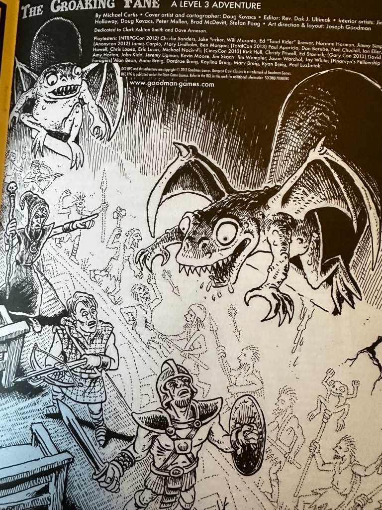 A page from the DCC adventure module, The Croaking Fane.