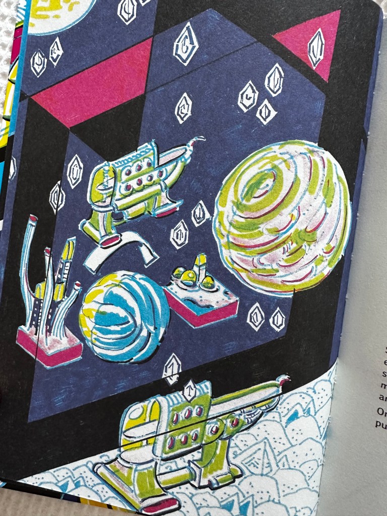 The inside front cover of my copy of Slow Sleigh to Plankton Downs by Ezra Claverie.