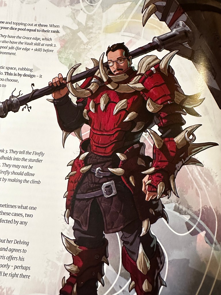 A photo of a picture an Ardent character from The Wildsea book.