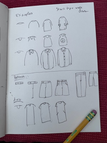 A step by step guide showing how to draw your clothing items.