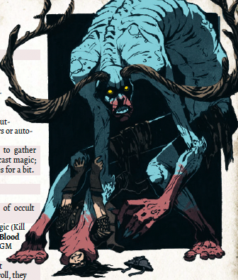 The Butcher, replete with antlers, haunted expression and meal