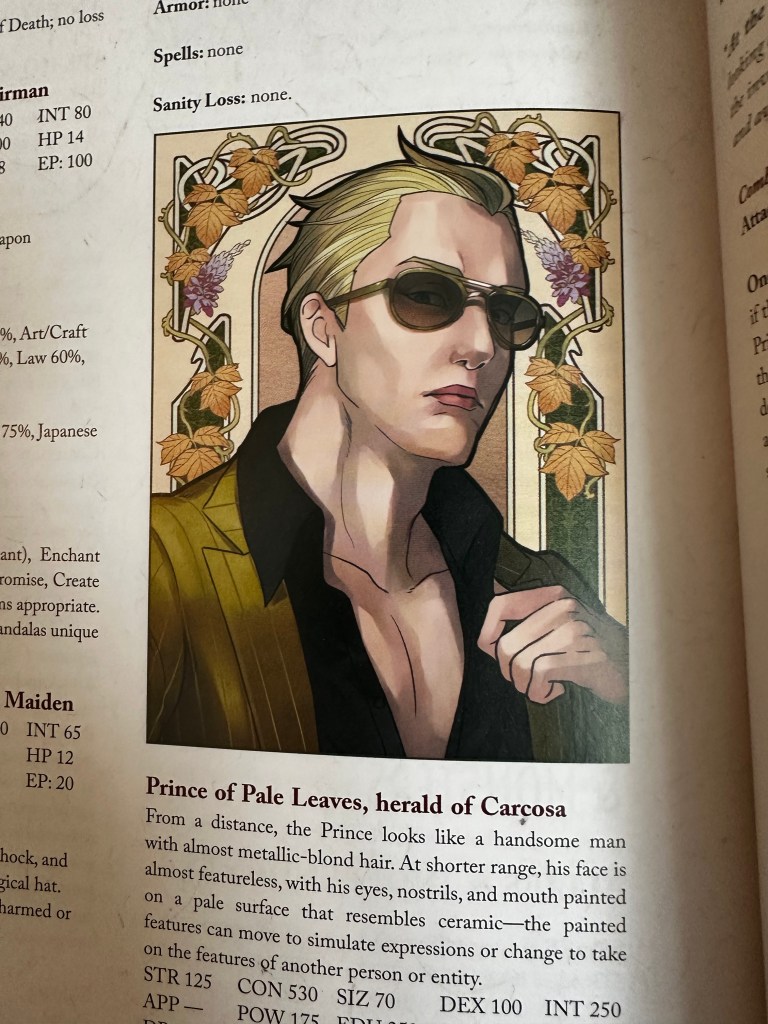 The PAle Prince is a blonde guy with sunglasses on and a low cut top.