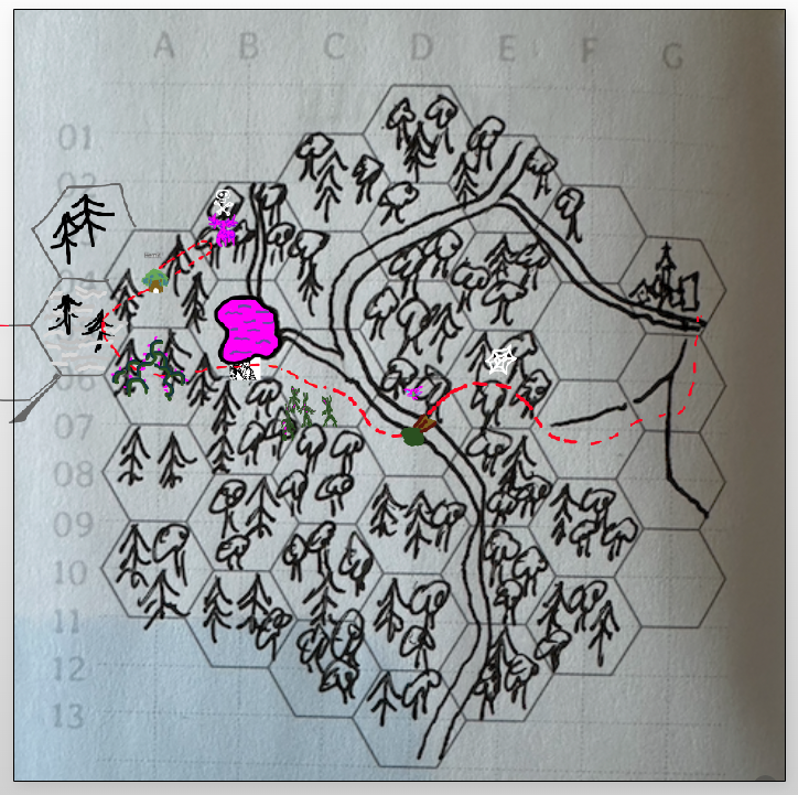 The hex map of Barrenwood. Now with added colour!