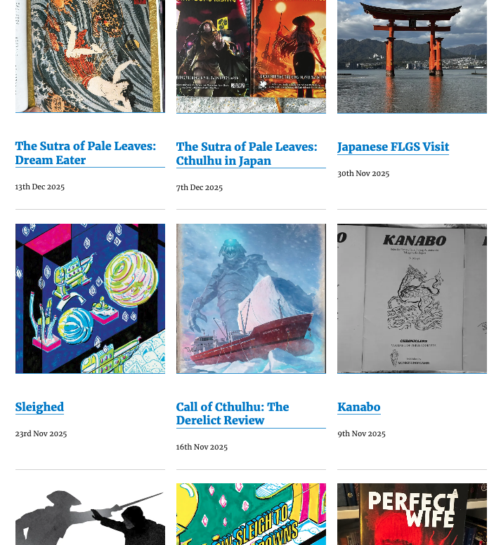 A collection of thumbnails from the Blog Posts page on thedicepool.com