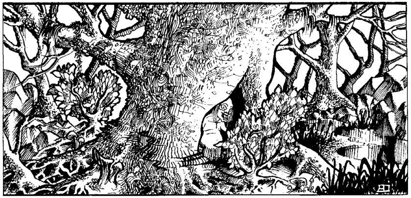 Dimblemist the horrid little hermit in his tree home.