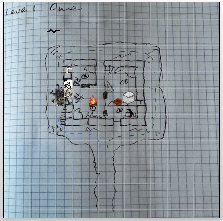 Level one of the dungeon, the ruined wizard's tower.