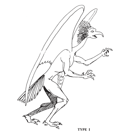 I think its supposed to be a Type 1 Deomn from the OD&D supplement, Eldritch Wizardy. It looks like an upright, skinny bird with arms and talons.