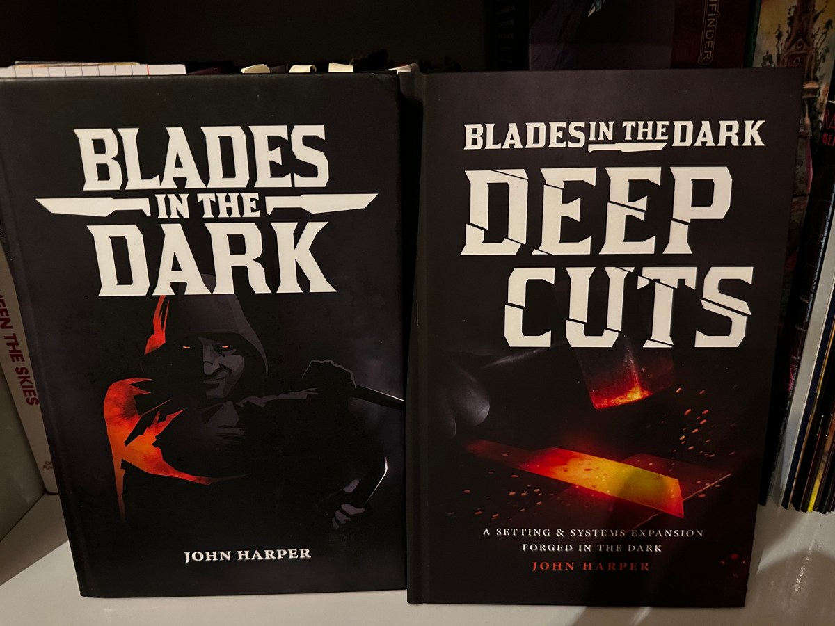 The covers of bother Blades in the Dark and Deep Cuts by John Harper.