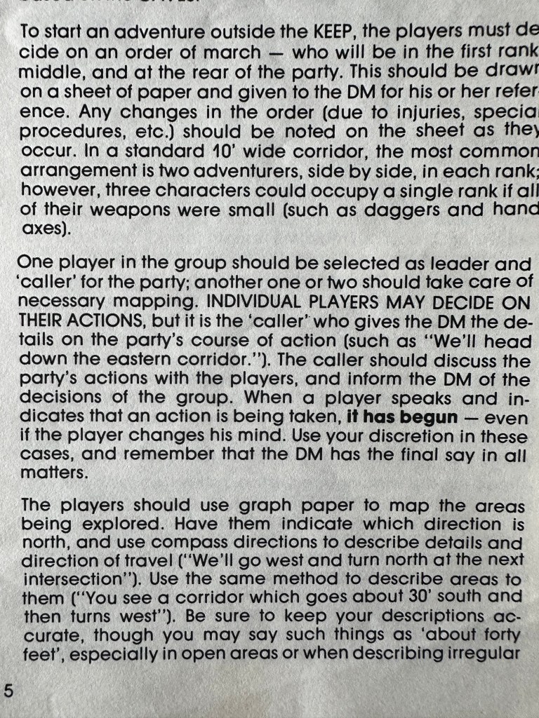 Learn 2 play noob. Advice for Players - marching order, nominate a caller, use graph paper to draw the map