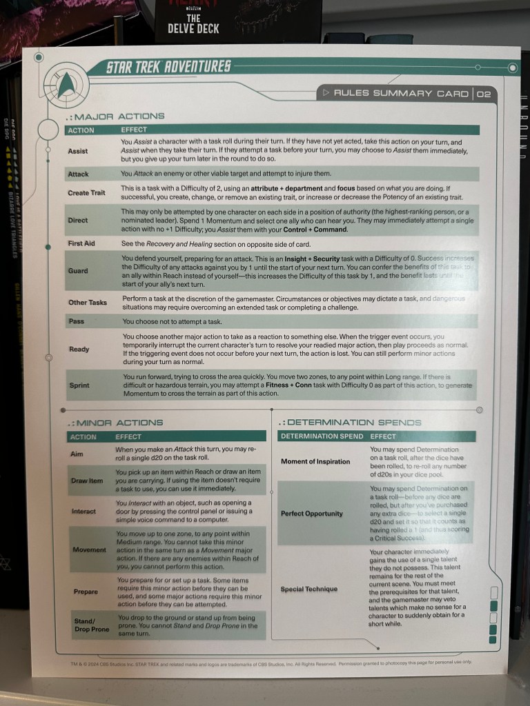 Reference Sheet - Major Actions