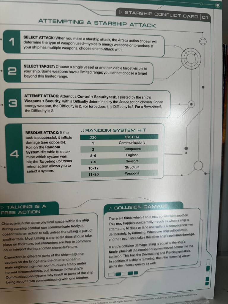 Reference Sheet - Attempting a Starship Attack