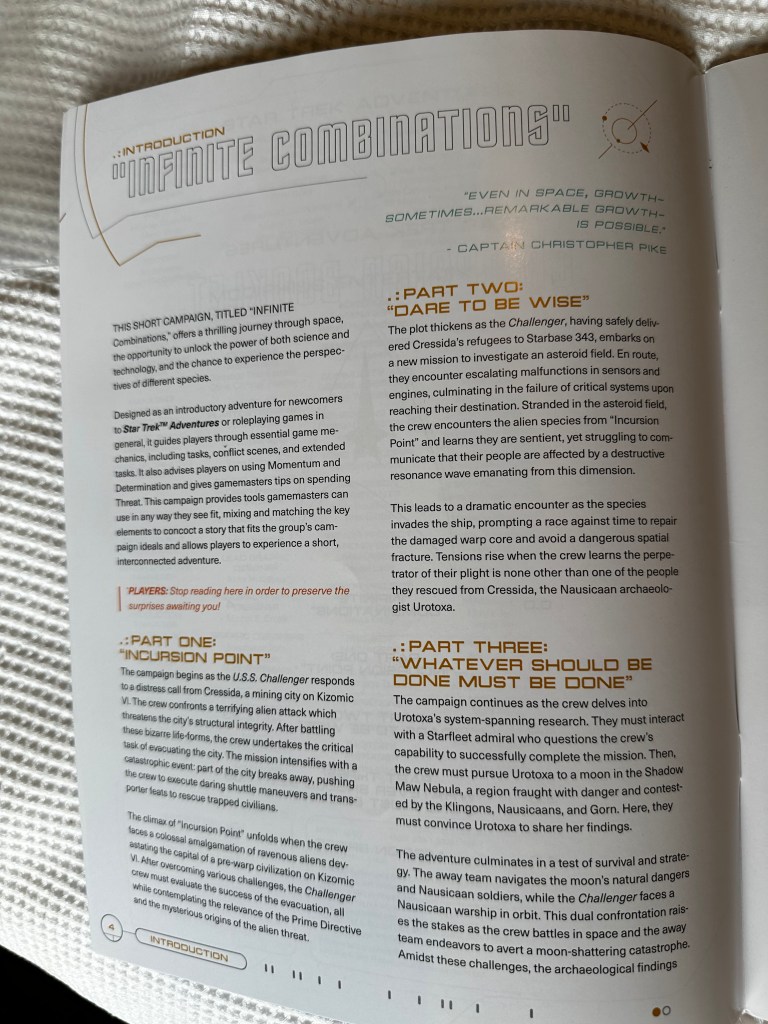 Summaries of each part of the campaign, Inifinite Combinations.