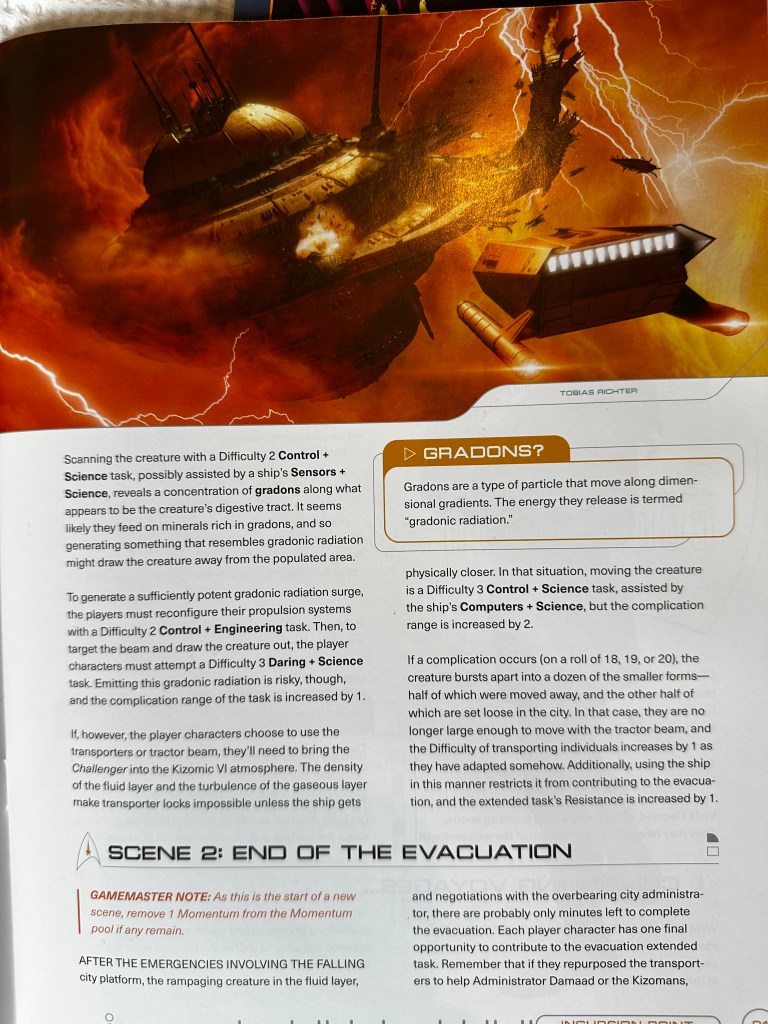 Cressida Falling apart - illustration shows a shuttle pursuing the plummetting dome that broke away from Cressida.