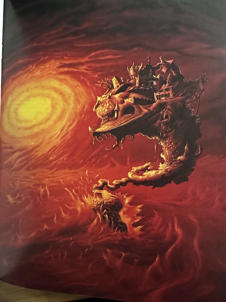 The Citadel of Fire hangs in the eternal flame of the Elemental Plane of Fire